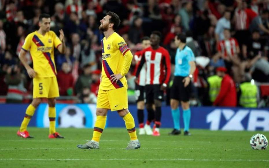 La frustración de Messi luego del gol de Iñaki Williams.