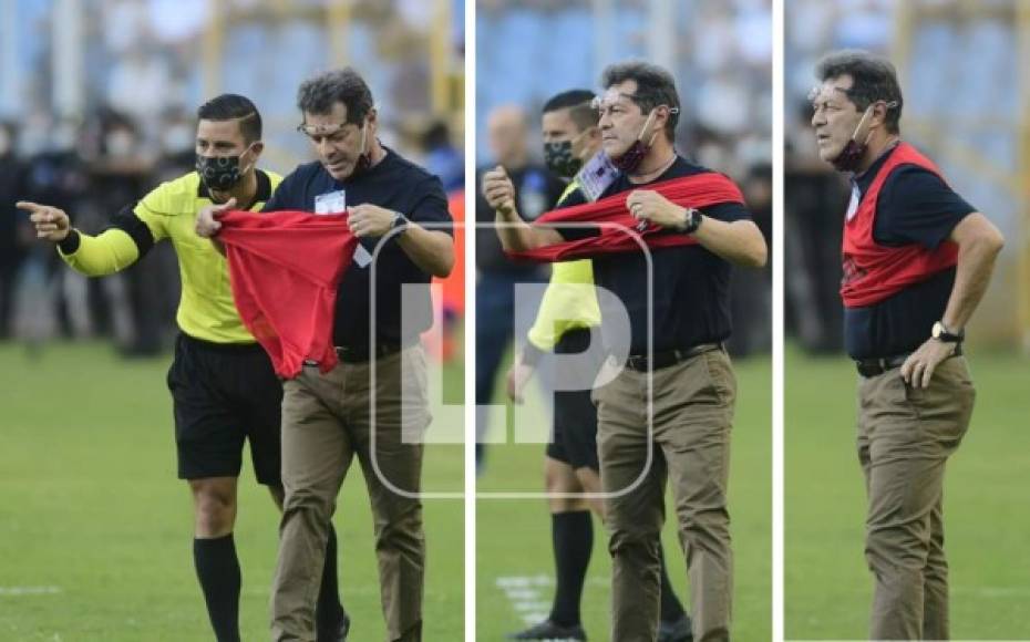 Hugo Pérez, entrenador de El Salvador, tuvo que ponerse otra camisa debido a que la que andaba era parecida al uniforme de su equipo, según el árbitro.<br/>