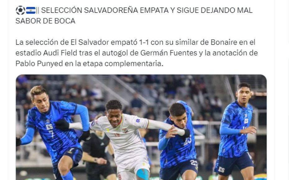 El resultado de El Salvador ante Bonaire trasciende fronteras.