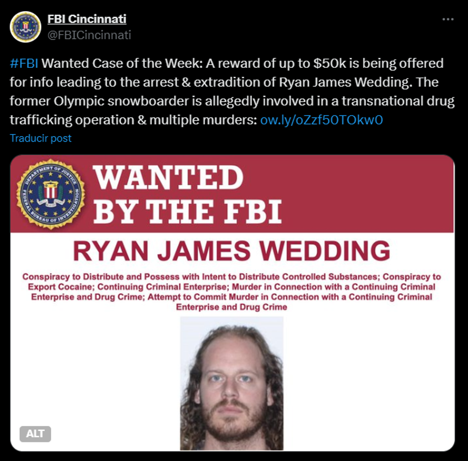 El FBI ofrece una recompensa de hasta 50.000 dólares por cualquier información que conduzca al arresto de Wedding. 