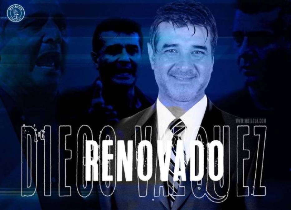 Diego Vázquez: Tras varios de incertidumbre, finalmente el Fútbol Club Motagua anunció la continuidad en el banquillo del estratega argentino. El director técnico firmó por un año con los azules.<br/>