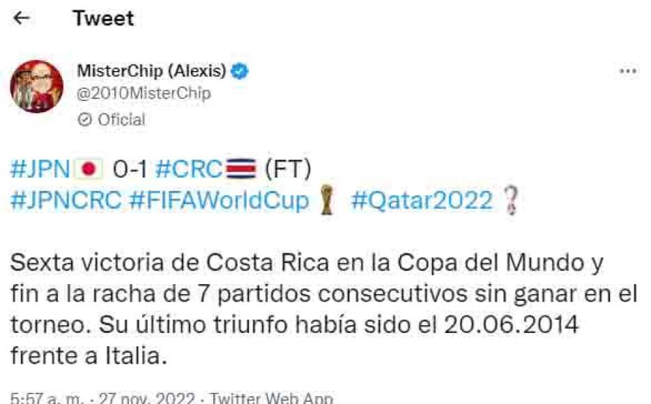 MisterChip de España compartió este dato sobre la selección tica.