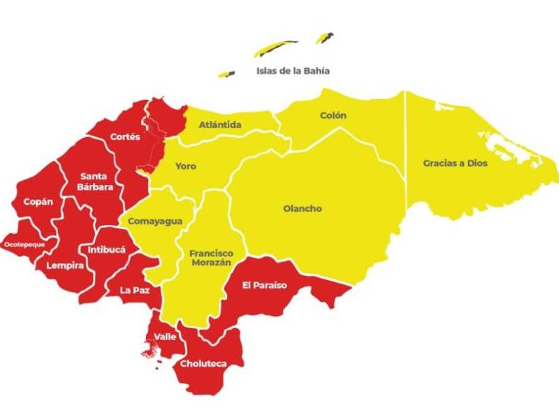Mapa de alertas de Copeco Honduras.