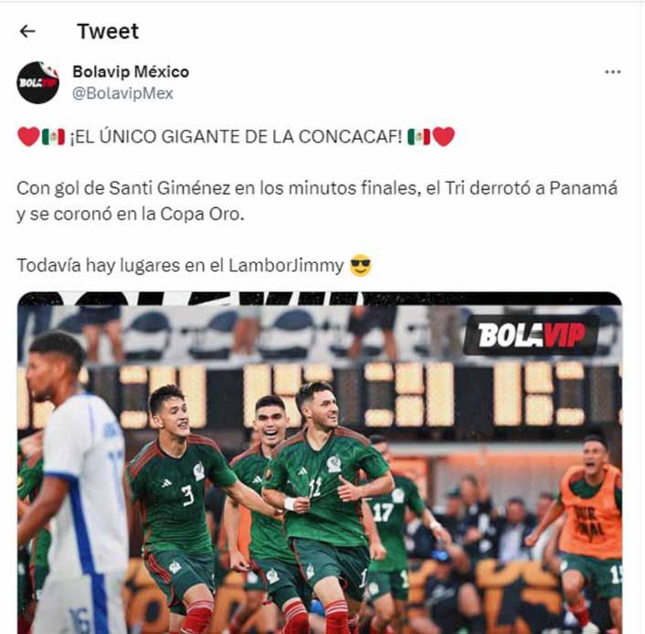 Bola Vip de México fue contundente: “El único gigante de la Concacaf.”