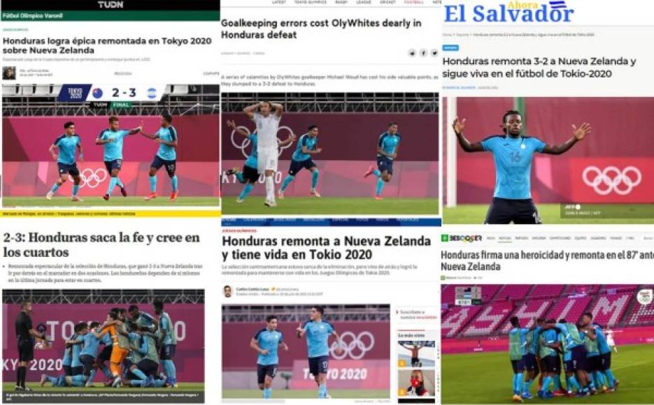Los diarios en el mundo destacaron la épica remontada de Honduras ante Nueva Zelanda para sumar su primer tirunfo en los Juegos Olímpicos de Tokio-2020. La prensa neozelandesa arremete fuerte contra su selección.