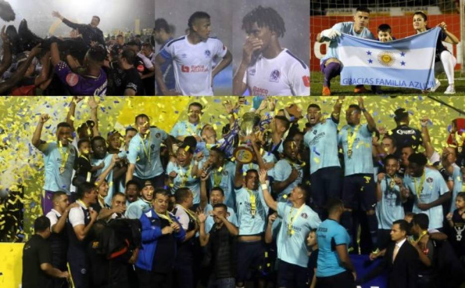 Las imágenes de la celebración del Motagua tras ganar la Copa 17 de su historia en la Liga Nacional y la tristeza del Olimpia, que tuvo un feo gesto al final del juego.