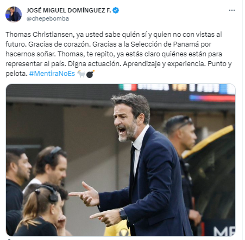 El periodista, José Dominguez, mejor conocido como “Chepe” Bomba: “Gracias a la Selección de Panamá por hacernos soñar”.
