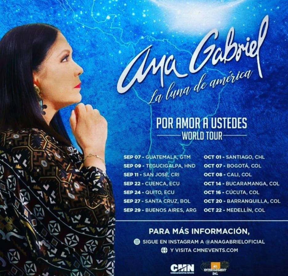 Estas son las presentaciones que realizará Ana Gabriel en Centro y Sur América.