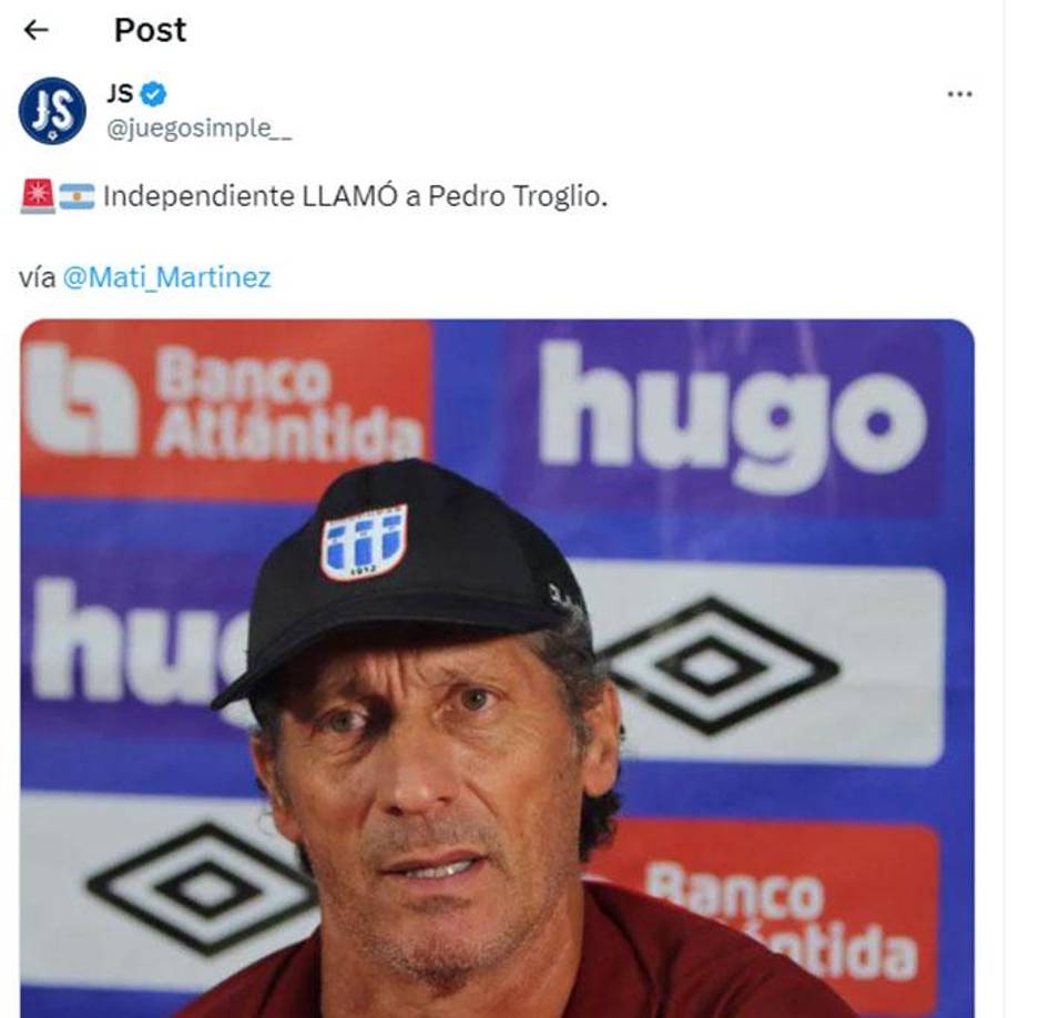 “Independiente llamó a Pedro Troglio”, indican los portales argentinos. 