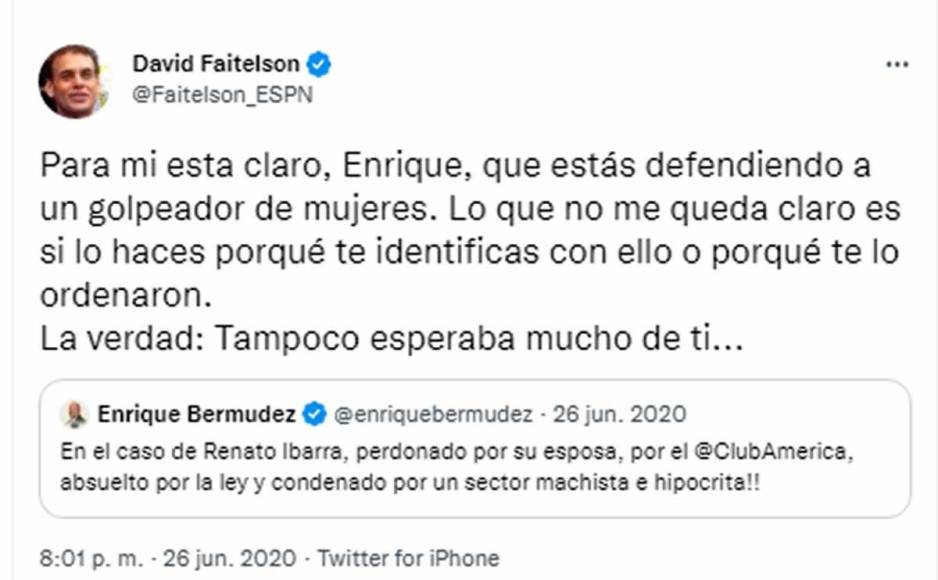 En 2020, David Faitelson y el ‘Perro’ Bermudez tuvieron otro cruce de palabras en las redes sociales.