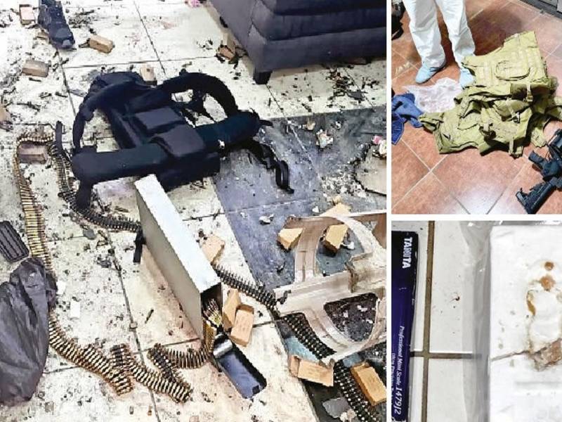 <b>En la casa se encontraron varios cartuchos con munición, chalecos antibalas y un kilo de cocaína.</b>