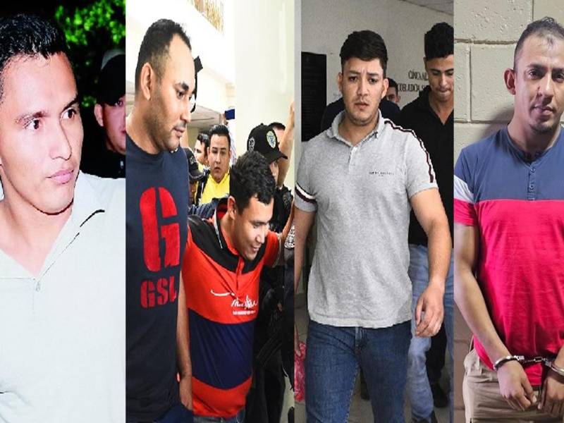 <b>Los agentes Omar Daniel Paguaga Sevilla, Luis Gustavo Martínez Estrada, Enar Moisés Ramos Ochoa, Félix Hernández Bonilla, y los dos subinspectores Emerson Gabriel Castillo Martínez y Bryan Emmanuel Mejía Vásquez junto con el policía Rigoberto Ramos Ramos.</b>