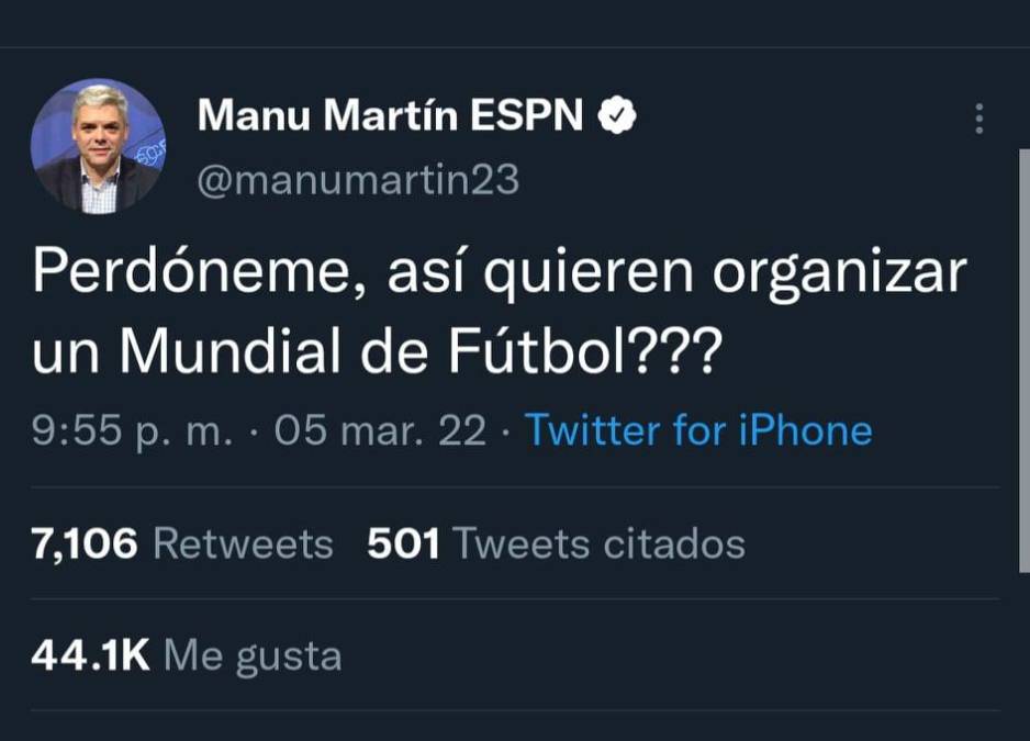 El periodista español Manu Martín lanzó su comentario.