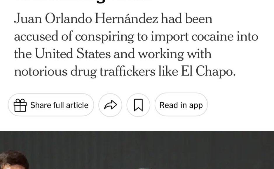 The New York Times informa: Ex-Honduras president found guilty in drug trafficking trial