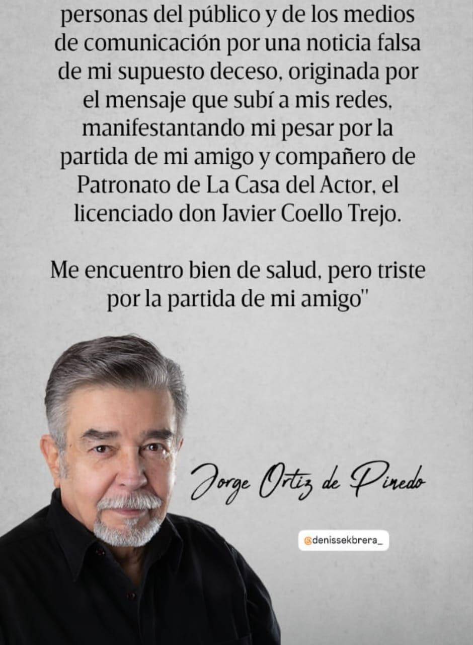 Jorge Ortiz de Pinedo asume que la confusión se originó por la nota luctuosa que publicó por el reciente fallecimiento de su amigo Javier Coello Trejo.