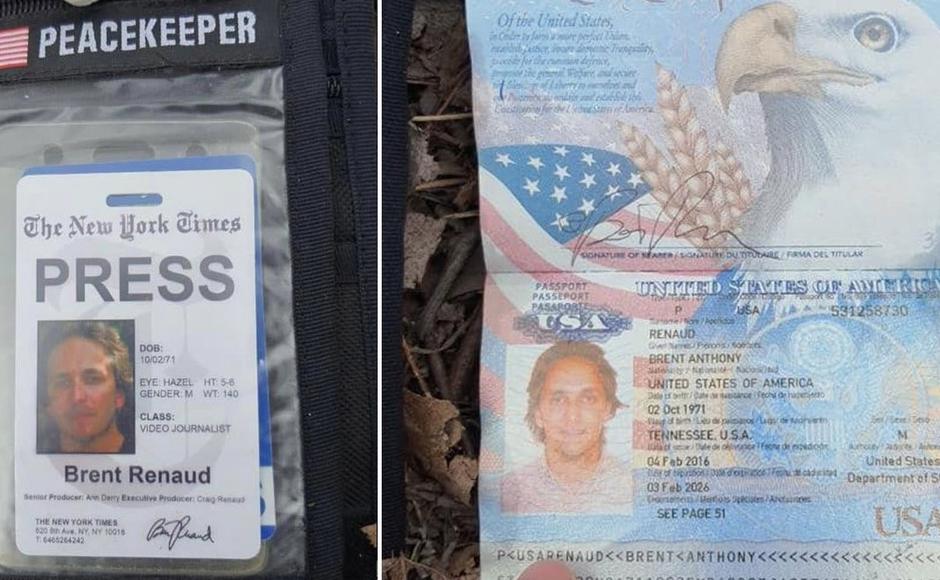 El periodista estadounidense Brent Renaud fue asesinado mientras trabajaba en Ucrania. Estos documentos fueron encontrados encima de su cuerpo.
