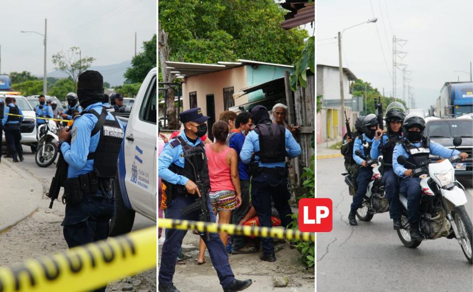 Cuatro individuos que andaban puestos chalecos antibalas con el logotipo de la Policía asesinaron ayer a dos pintores de carros en un taller ubicado en la colonia Esquipulas Uno, sector noreste de San Pedro Sula. 