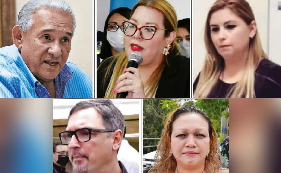 Arriba: Olban Valladares (Cohep), Blanca Izaguirre (Conadeh) y María Elena Sabillón (centrales obreras). Abajo: Mario Urquía (CAH) y Martha Elizabeth Dubón (sociedad civil).