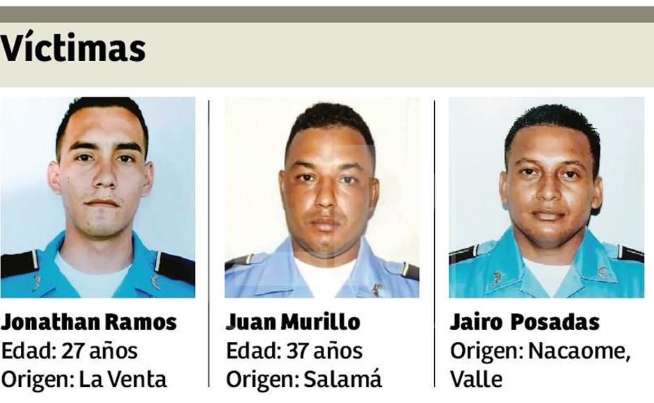 Imágenes en vida de los tres agentes que fueron vilmente asesinados en Trujillo. 