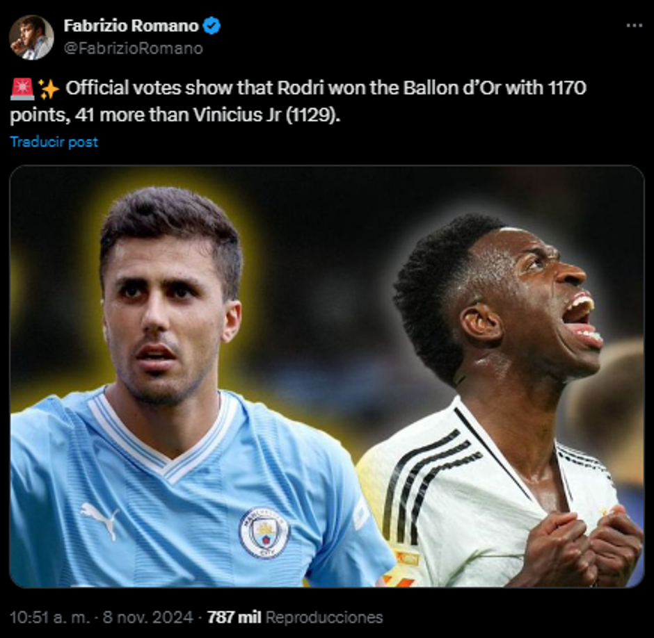 Este resultado supone el más apretado desde 2019, cuando Leo Messi venció al neerlandés Virgil van Dijk.