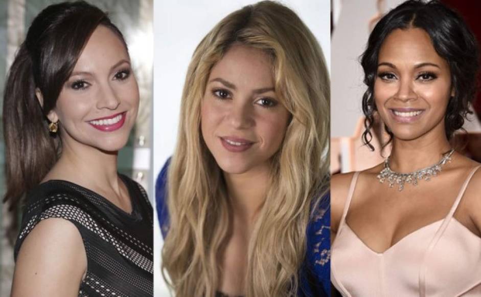 La hondureña, Satcha Pretto, la colombiana Shakira y la estadounidense de origen dominicano, Zoe Saldaña.