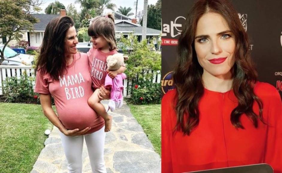 Karla Souza, 34 años<br/>Hace una semana, la protagonista de Nosotros Los Nobles y How To Get Away With Murder anunció a través de cuenta de Instagram su segundo embarazo. Usó una fotografía en la que presume su pancita, luciendo una camisa rosa con las palabras 'Mama Bird' (Mamá Pájaro) en la que se acompaña de su hija Gianna, de dos años.<br/>En la misma publicación la actriz compartió que le quedan 4 semanas antes de recibir al nuevo integrante de la familia que formó al lado de su marido, Marshall Trenkmann.<br/>