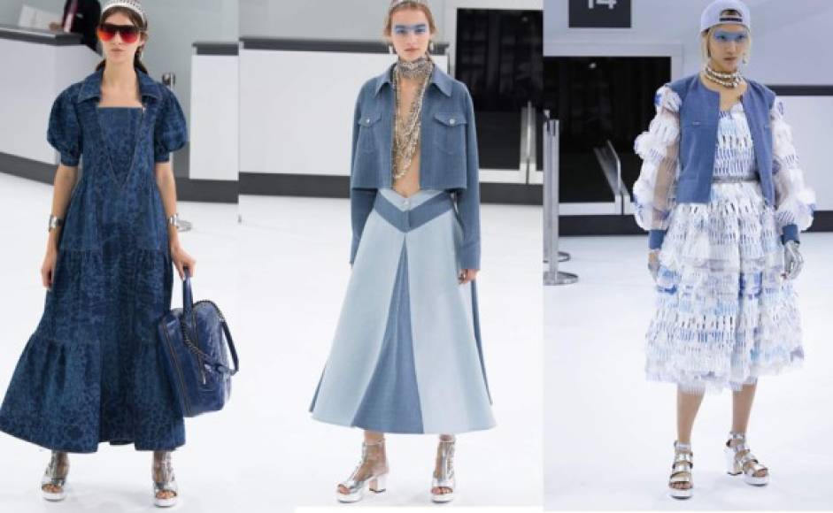 El denim es una textura infaltable en la propuesta de Karl Lagerfeld para Chanel.