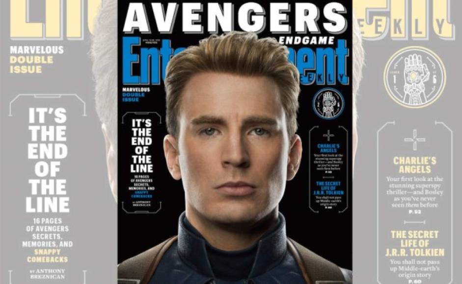 Además en una portada con tono azul destacaron a Steve Rogers, el Capitán América que en la vida real es Chris Evans.