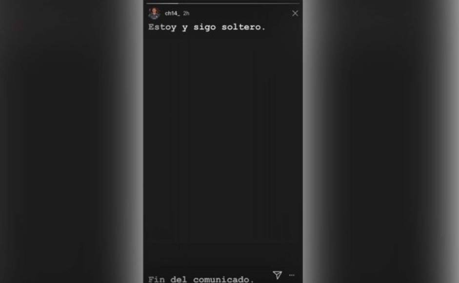 Hace tan solo unas semanas confirmó su ruptura con la española por medio de una historia de Instagram.