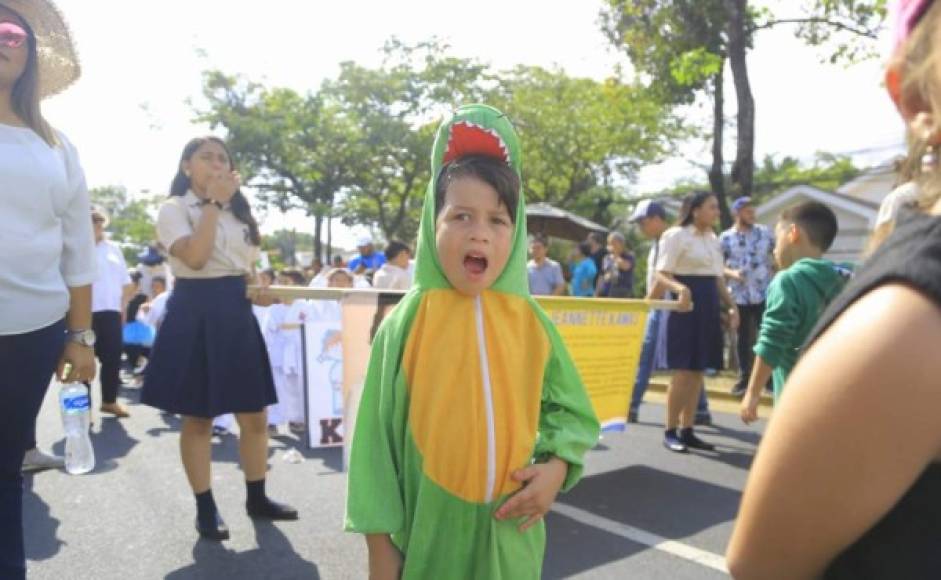 Una de las temáticas del desfile de este año estaba relacionado a la conservación de los bosques en Honduras y muchos menores utilizaron disfraces de animales.