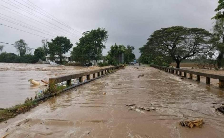 El río Tocoa superó el límite de su capacidad por las lluvias y comenzó a producir daños en sus alrededores.
