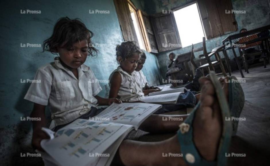 Además de las miserables oportunidades de trabajo con que cuentan los misquitos en el departamento de Gracias a Dios en el oeste de Honduras, otro de sus grandes problemas es las precarias condiciones con que sus menores son educados. FOTOS: Yoseph Amaya.