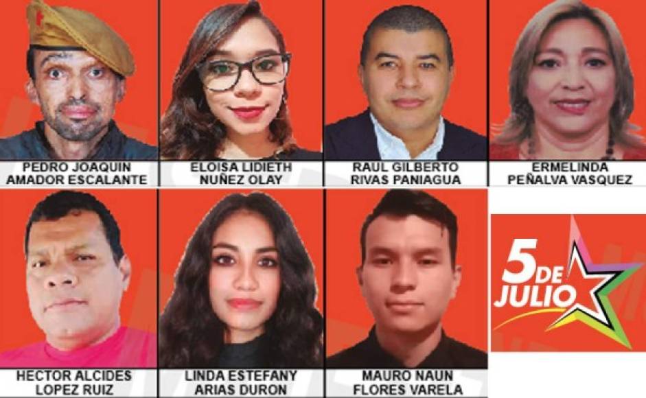 Estos son siete de los precandidatos a diputado por Francisco Morazán del movimiento 5 de Julio que lidera Nelson Ávila del partido Libertad y Refundación (Libre).