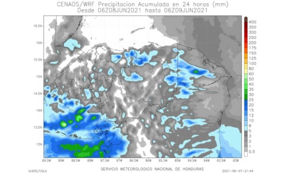 Copeco publicó los pronosticos donde evidencia que las precipitaciones afectarán el oriente y sur del país.