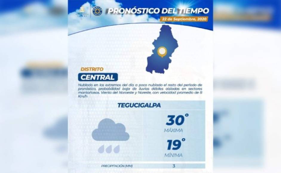 En Tegucigalpa existirán altas temperaturas después del mediodía pero las condiciones mínimas serán frescas.