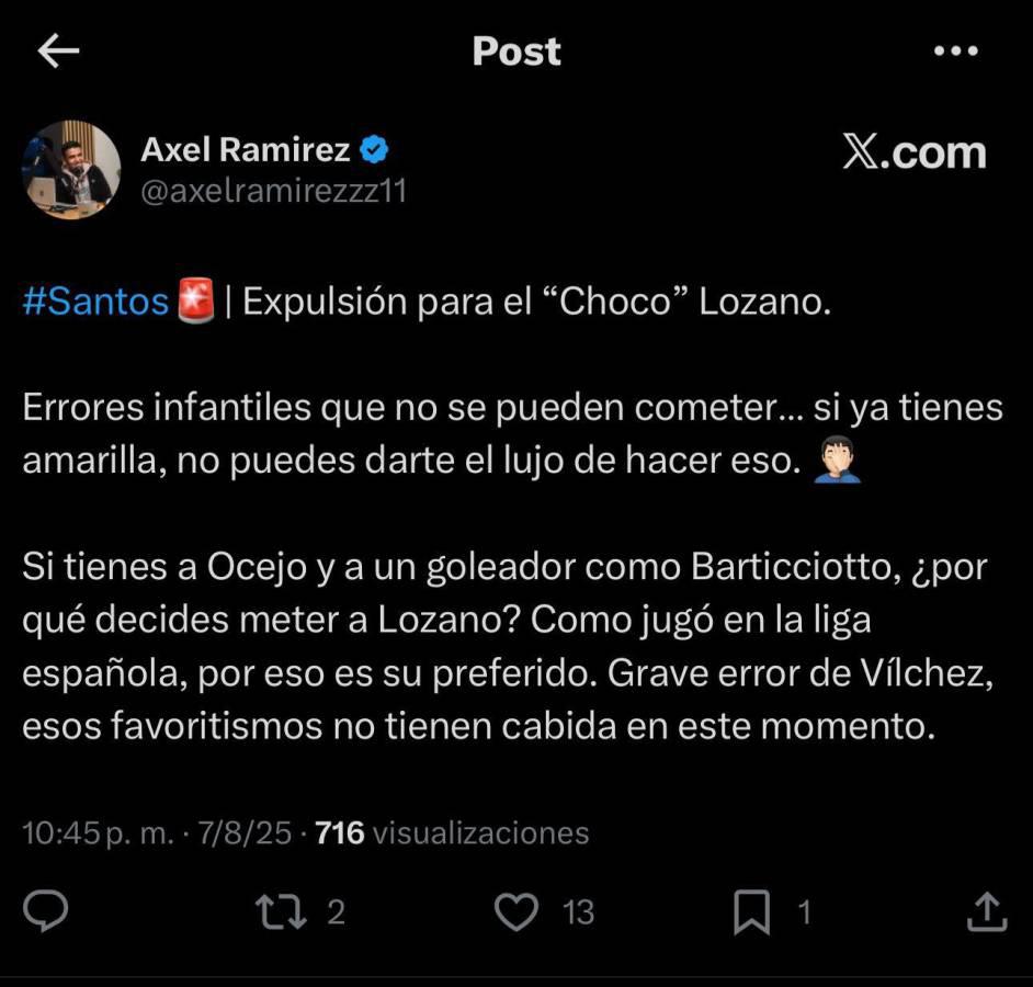 Choco Lozano provoca enfado tras expulsión en Santos y esto dicen en México