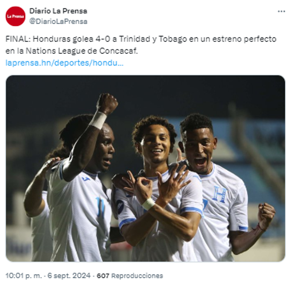 LA PRENSA tituló: “Honduras golea 4-0 a Trinidad y Tobago en un estreno perfecto en la Nations League de Concacaf”.