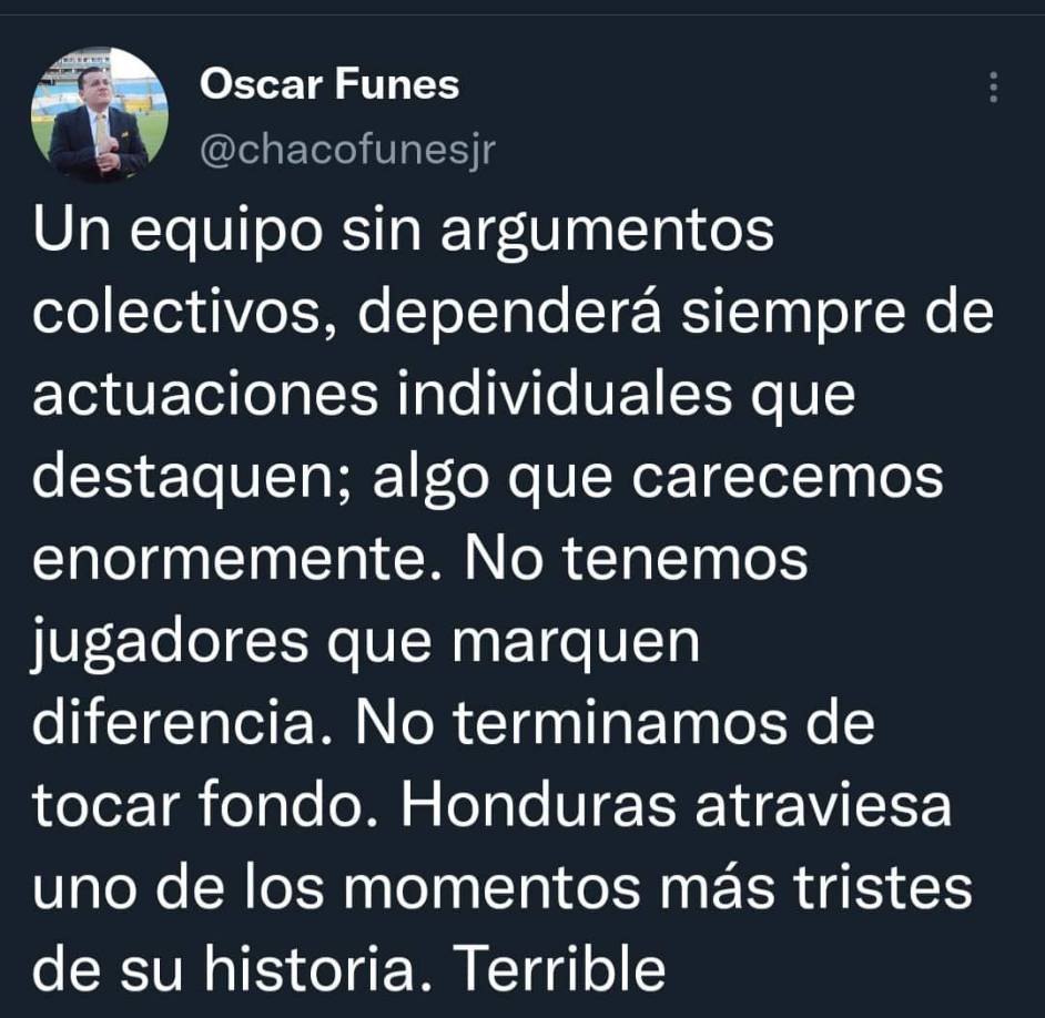 “Honduras atraviesa uno de los momentos más tristes de su historia”, fueron algunas de las palabras de “Chaco” Fúnes.