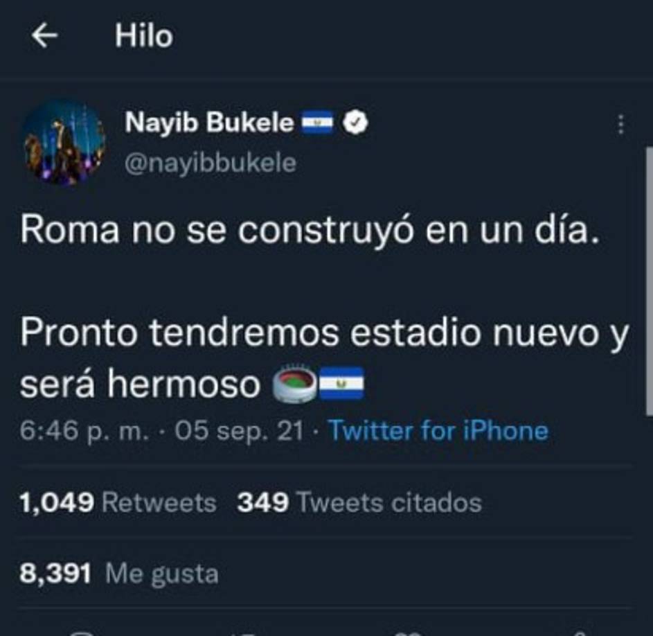 El estadio Cuscatlán quedó sin alumbrado y el partido entre El Salvador vs Honduras se detuvo por espacio de unos 20 minutos. Tras este acontecimiento, el mandatario Bukele prometió que estará construyendo un estadio.