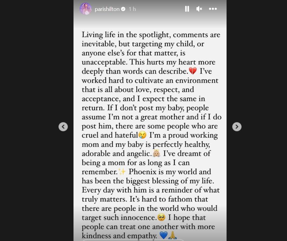 Paris Hilton se pronunció en sus redes sociales.