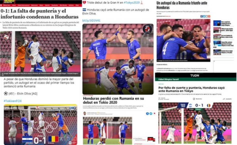 La prensa internacional se hizo eco del amargo debut de Honduras ante Rumania en los Juegos Olímpicos de Tokio 2021 y así lo informaron.