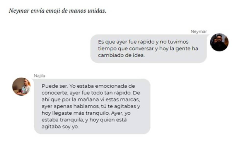 Así siguió el chat entre Neymar y Najila Trindade.