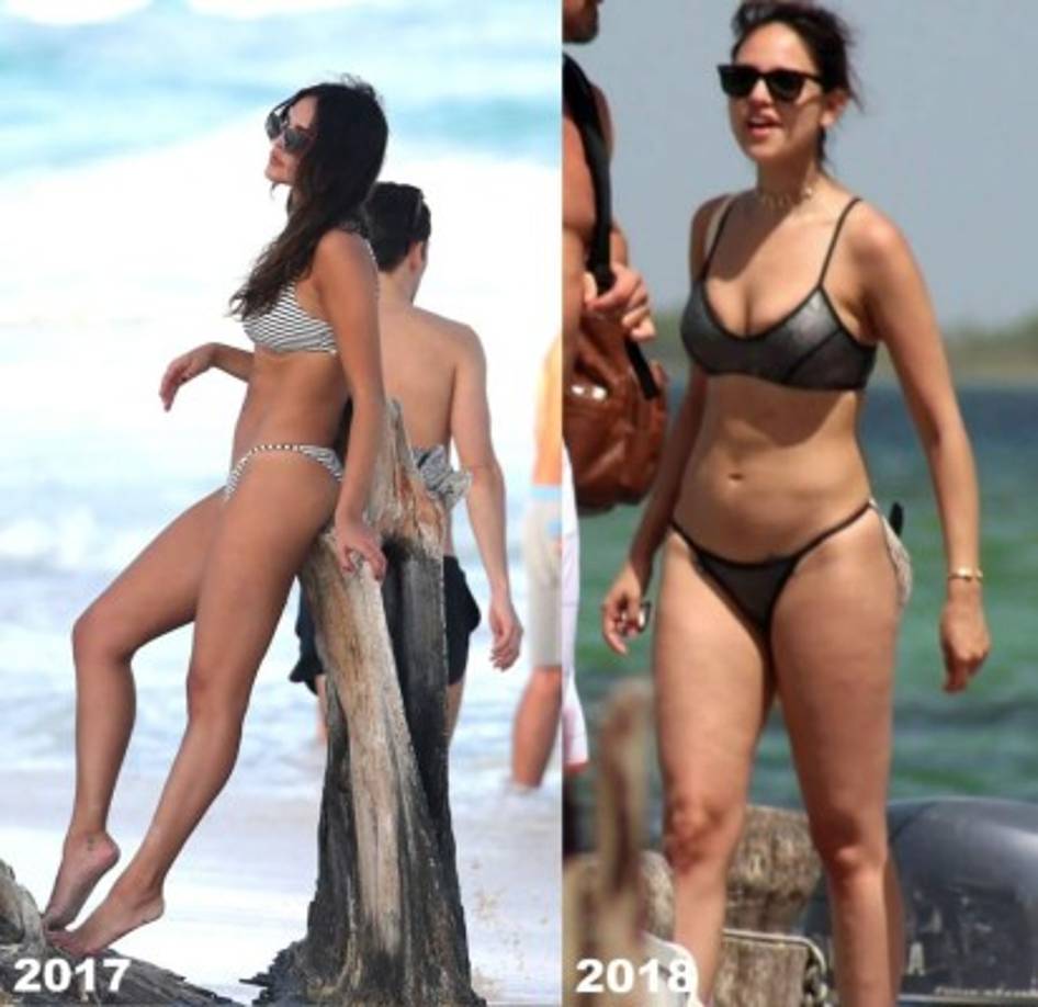 Es obvio que la actriz mexicana ha sucumbido a los antojos, ya que hace tan solo un año lucía una figura tonificada.
