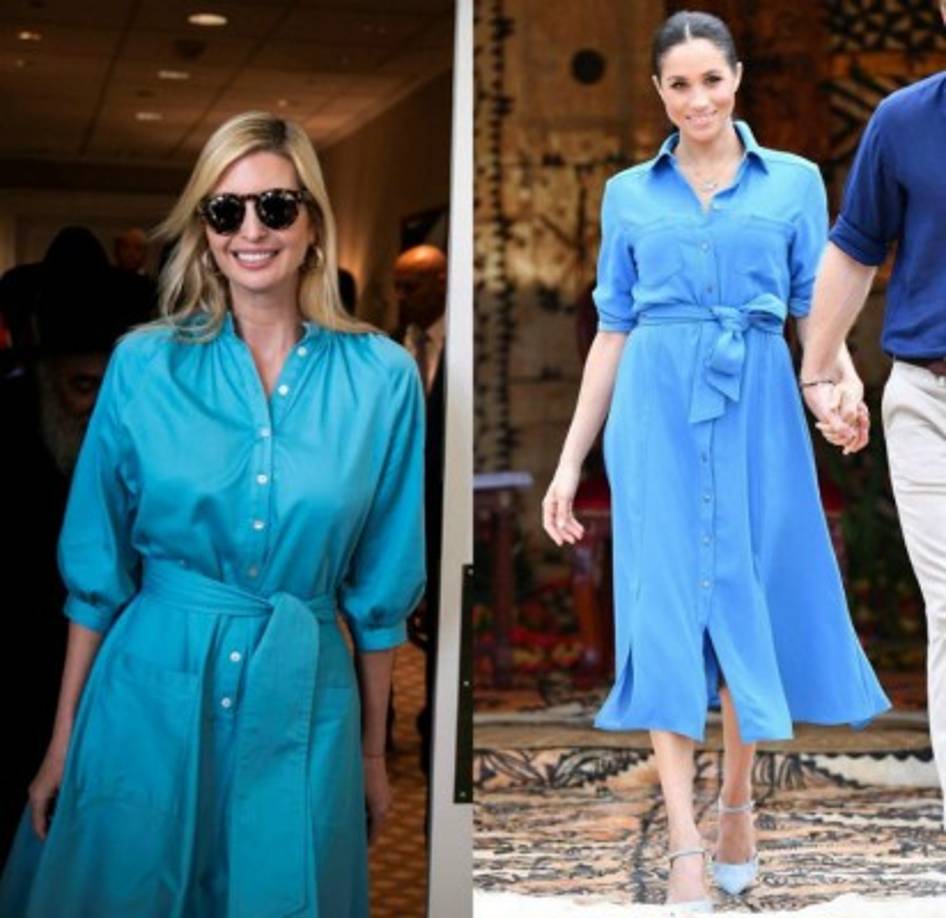 Por su lado Ivanka Trump, que también asistió al servicio ofrecido con motivo del National Day of Prayer, prefirió la comodidad de un vestido camisero en color azul claro, de largo midi y con cinta anudada la cintura, muy parecido a uno de los looks de Meghan Markle, duquesa de Sussex.