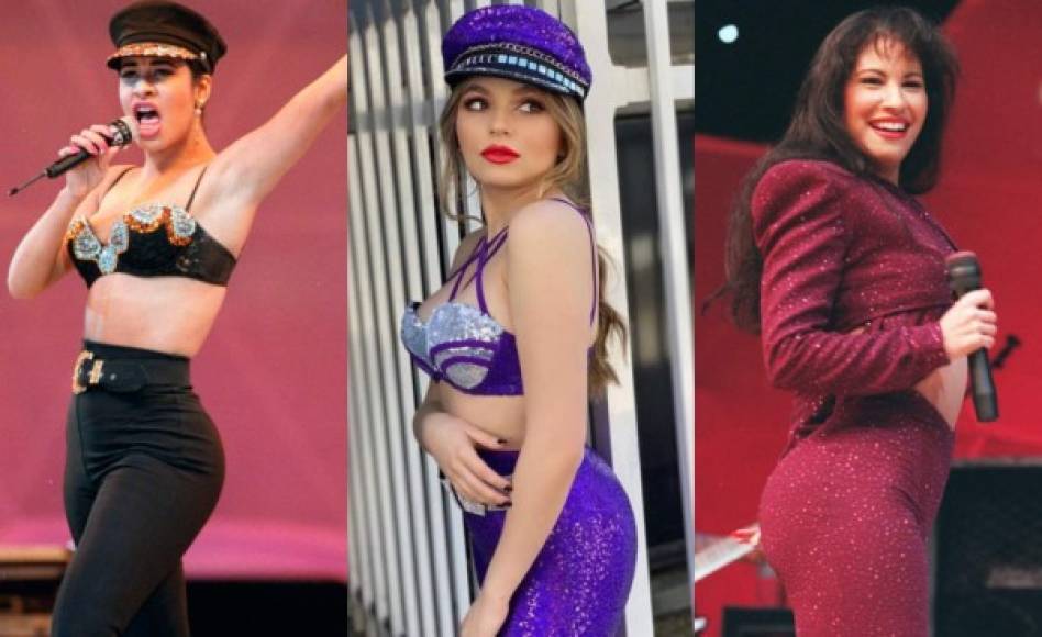 'La gaviotita' en realidad realizó una mezcla de icónicos atuendos de Selena para su presentación en 'Mira quien baila', el resultado fue como luce en la imagen de en medio del collage.