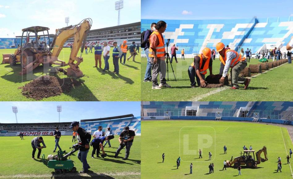 Este día comenzaron los trabajos en el estadio Nacional Chelato Uclés de Tegucigalpa. 