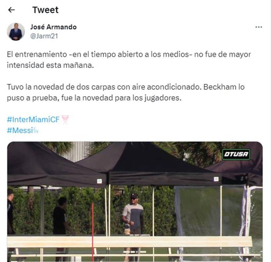 En el campo de entrenamiento que posee el Inter Miami, organizaron una carpa de descanso donde instalaron dos aire acondicionados portátiles. El primero en probar que los mismos estuviesen en perfectas condiciones fue David Beckham.