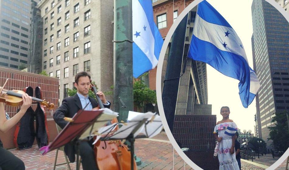 Bandera de Honduras flamea en Boston durante celebración del Bicentenario