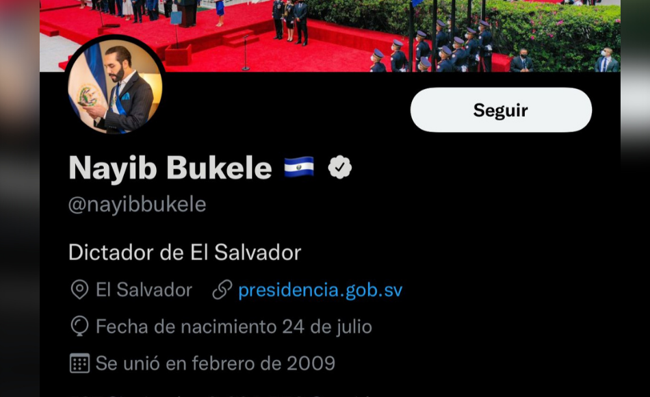 Cuenta oficial de twitter de Nayib Bukele.