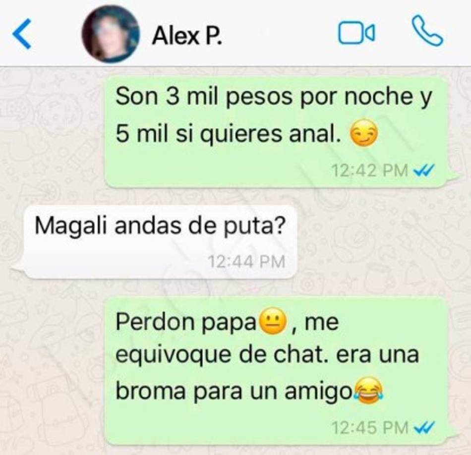 Magali cobraba tres mil pesos (mexicanos) por pasar una noche de placer con ella.